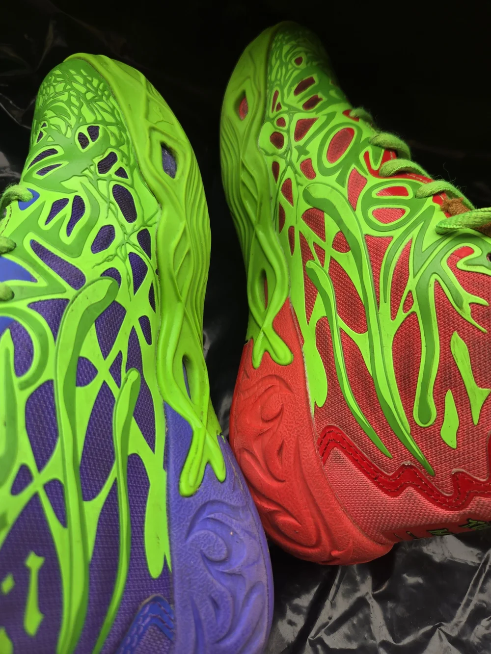 Kids Neon Green Red & Purple Lace-Up Athletic Shoes
